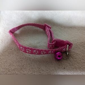 XS/S Pet Puppy Cat Collar Pink Pawprint Bell Colorful